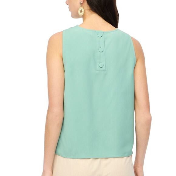 NWT J.Crew Factory Sleeveless Mint Green Blouse L Button Back Shell - Picture 2 of 6